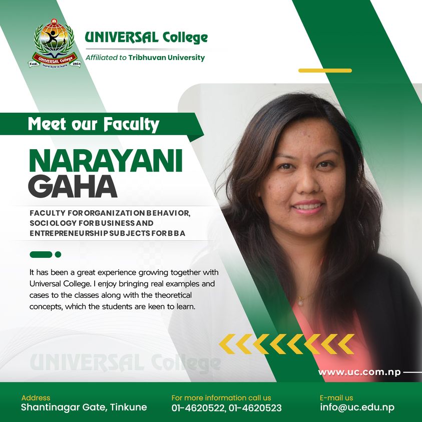 Meet Our Faculty Member.  MS. Narayani Gaha